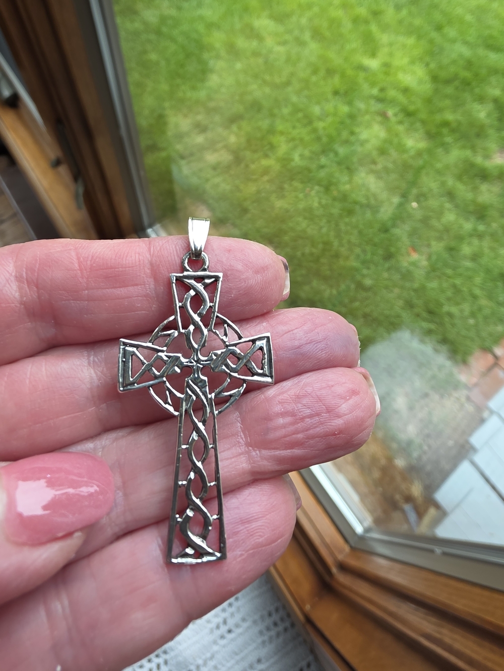 Made In Ireland 925 Sterling Silver 2" Celtic Knot Cross Pendant